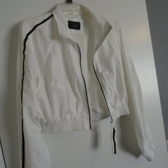 White Windbreaker Crop Top Jacket - Picture 3 of 5